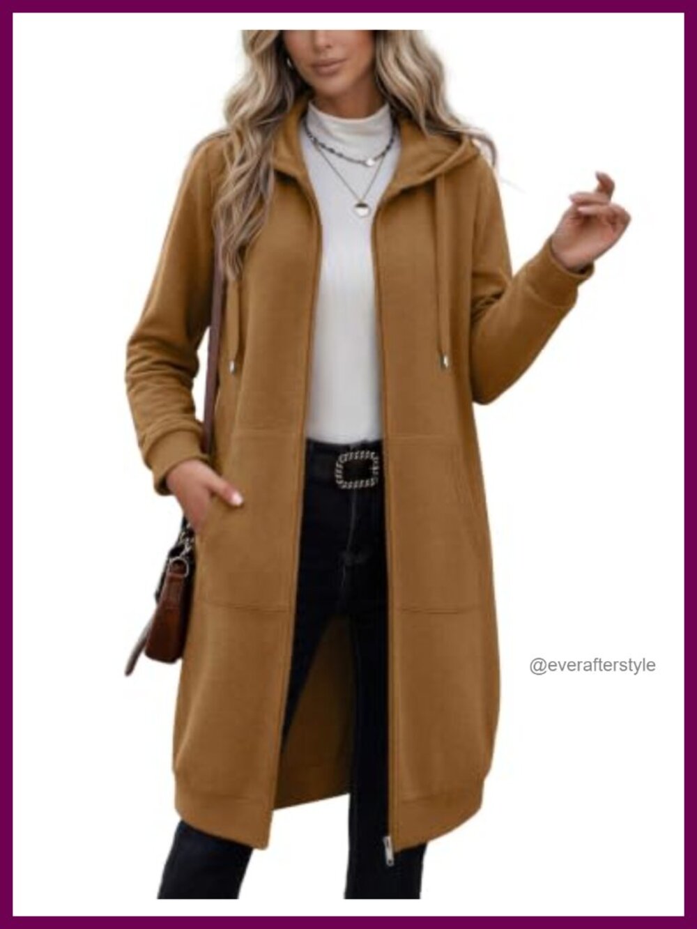 Oversized Long Fleece Zip Up Hoodie Hooded Sweatshirt